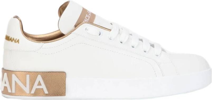 Dolce & Gabbana Portofino Sneakers Dolce Gabbana Gold Dust Leather Beige Dames