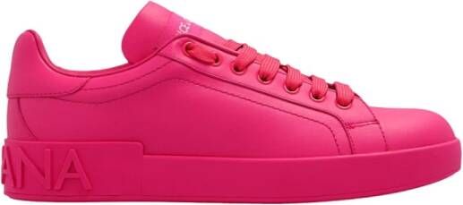 Dolce & Gabbana Fuchsia Portofino Sneakers met Rubber Logo Pink Dames