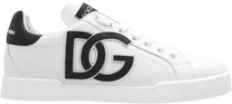 Dolce & Gabbana Witte Leren Sneakers Ronde Neus Vetersluiting White Dames