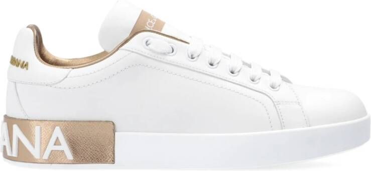 Dolce & Gabbana Portofino Sneakers Dolce Gabbana Gold Dust Leather Beige Dames