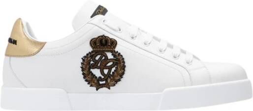 Dolce & Gabbana Portofino Sneakers Wit Goud Alligator White Heren