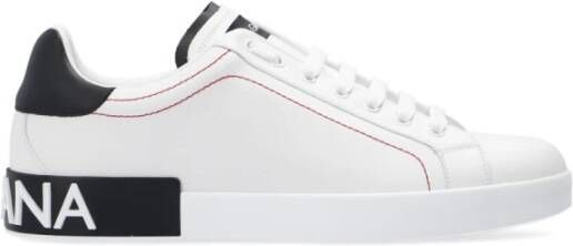 Dolce & Gabbana Leren lage sneakers met contrasterende inzetstukken White Heren