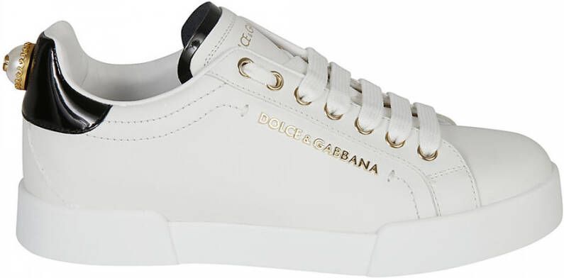 Dolce & Gabbana Witte Logo-Embellished Low-Top Sneakers White Dames