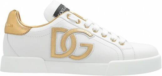 Dolce & Gabbana Portofino sneaker van kalfsleer met lamsleren details en logo