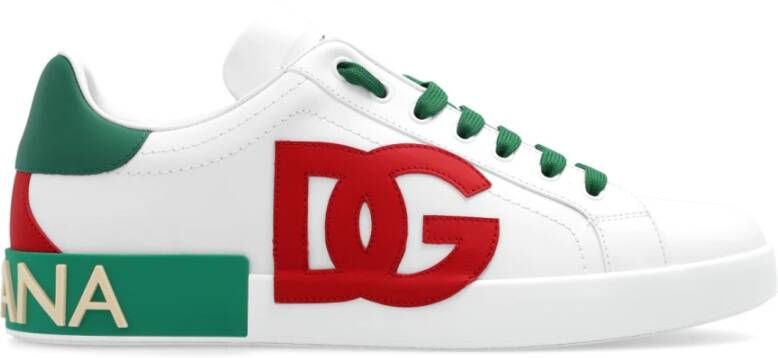 Dolce & Gabbana Witte Sneakers met Kalfsleren Hielkap White Heren