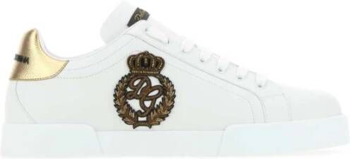 Dolce & Gabbana Portofino Sneakers Wit Goud Alligator White Heren