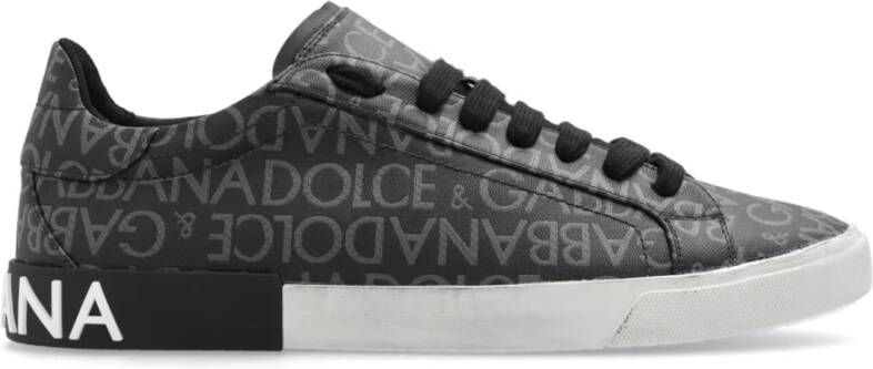 Dolce & Gabbana Donkergrijze en Lichtgrijze Portofino Sneakers Black Heren