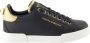 Dolce & Gabbana Portofino Sneakers van Zwart Leer met Logo Parel Black Dames - Thumbnail 1