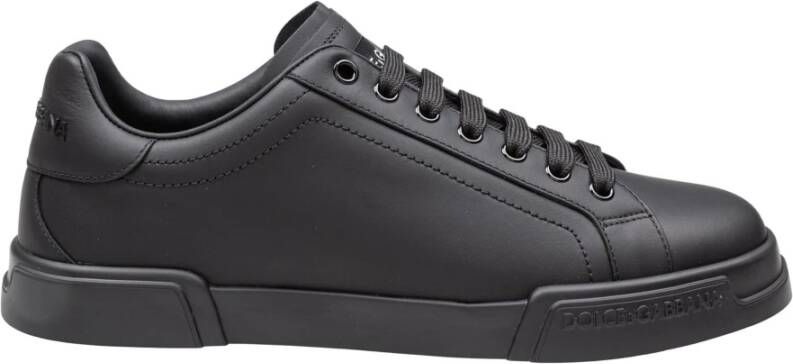 Dolce & Gabbana Portofino Zwarte Sneakers Katoenen Veters