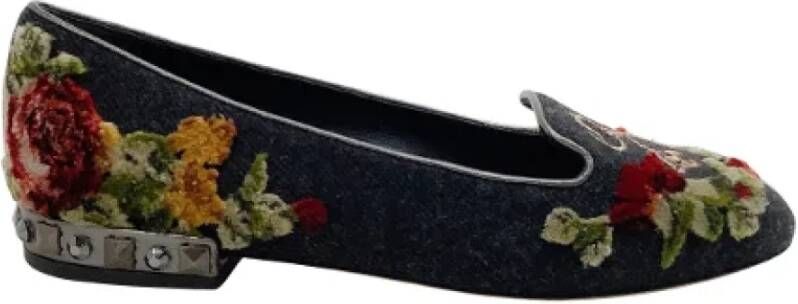 Dolce & Gabbana Pre-owned Grijze Canvas Flats Gray Dames