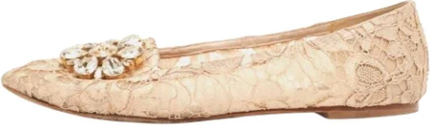 Dolce & Gabbana Pre-owned Lace flats Beige Dames