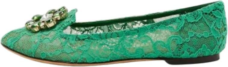 Dolce & Gabbana Pre-owned Lace flats Green Dames