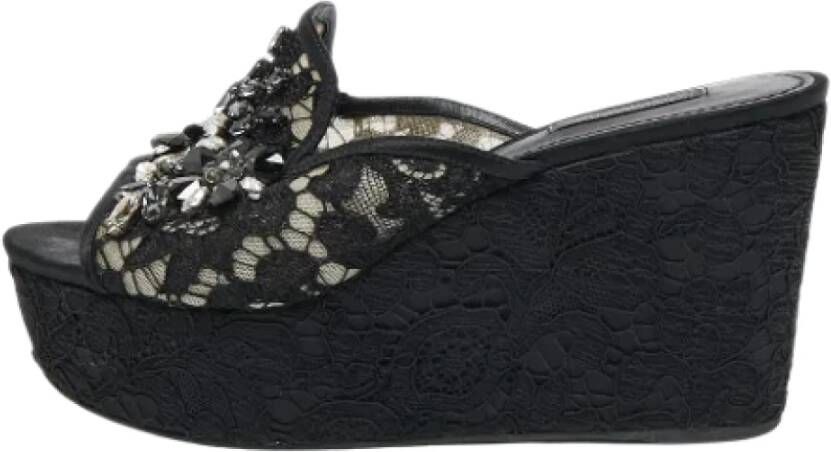 Dolce & Gabbana Pre-owned Lace sandals Black Dames