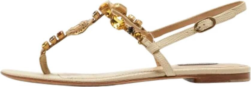 Dolce & Gabbana Pre-owned Leather sandals Beige Dames