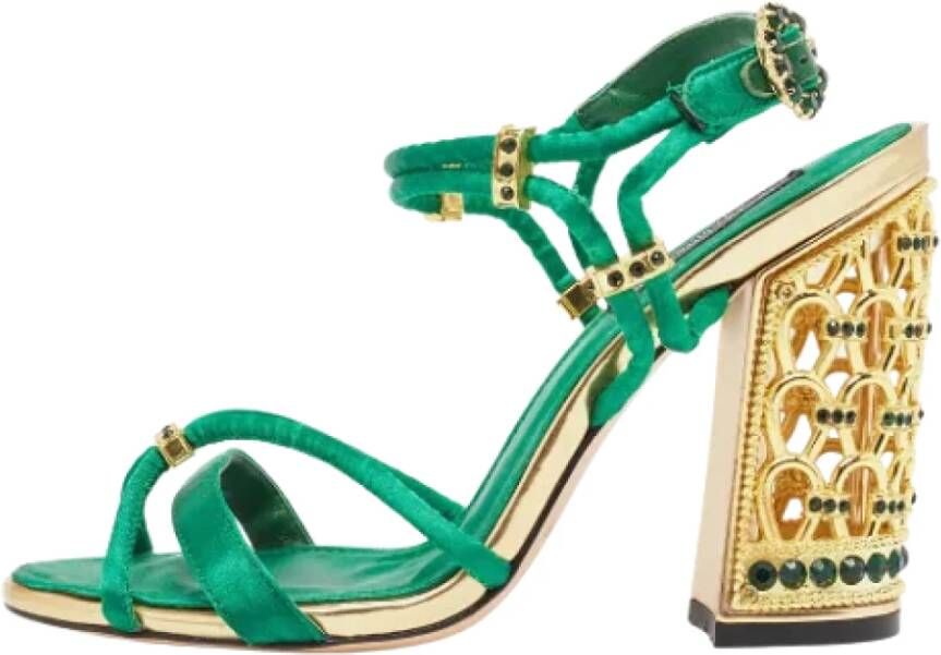 Dolce & Gabbana Pre-owned Satin sandals Green Dames