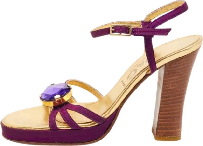 Dolce & Gabbana Pre-owned Satin sandals Purple Dames