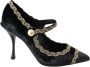 Dolce & Gabbana Zwarte Velvet Gouden Mary Janes Pumps Black Dames - Thumbnail 1