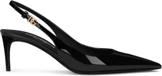 Dolce & Gabbana Slingback pumps van lakleer met DG-gesp Black Dames