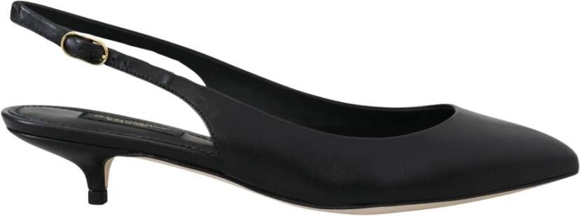 Dolce & Gabbana Zwarte Leren Slingbacks met Gespsluiting Black Dames