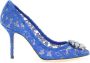 Dolce & Gabbana Elegante Kant Hakken met Juweelversiering Blue Dames - Thumbnail 1