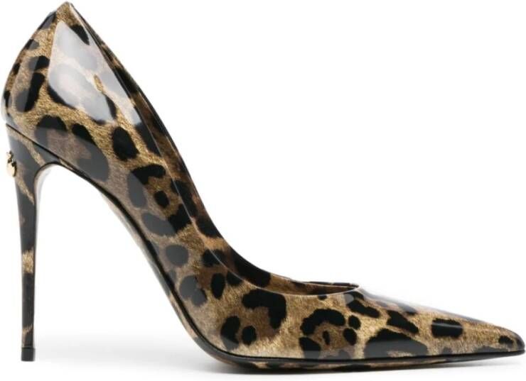 Dolce & Gabbana Animalier Bruine Kalfsleren Pumps met Hak Brown Dames