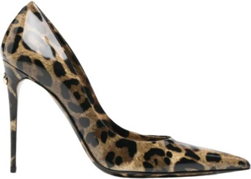 Dolce & Gabbana Animalier Bruine Kalfsleren Pumps met Hak Brown Dames