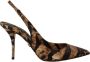 Dolce & Gabbana Bruine Tijgerpatroon Slingbacks Leren Schoenen Multicolor Dames - Thumbnail 1