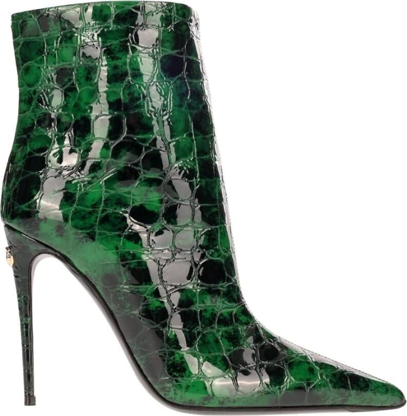 Dolce & Gabbana Leren Enkellaarzen Green Dames