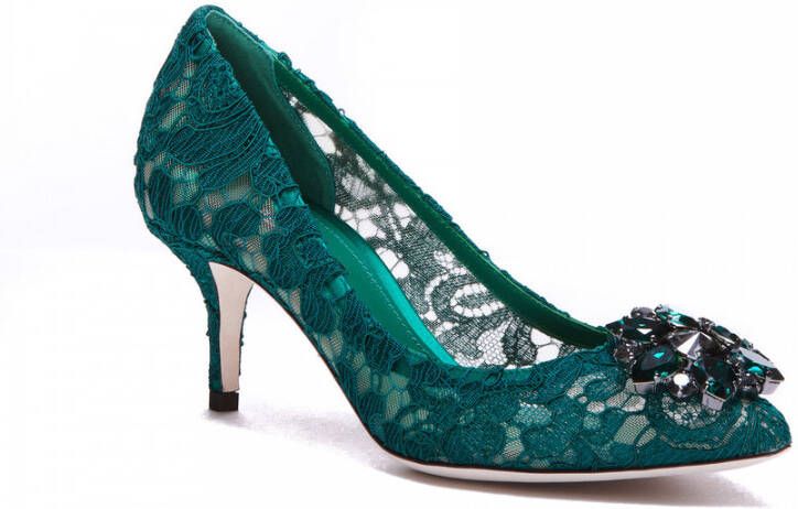 Dolce & Gabbana Pumps in Taormina Lace with Crystals Groen Dames