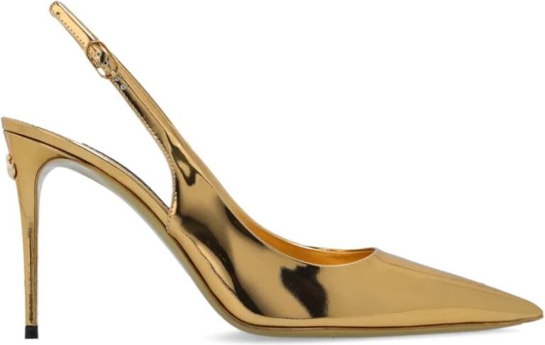 Dolce & Gabbana Gouden Metalen Monogram Leren Pumps Yellow Dames