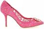 Dolce & Gabbana Pink Taormina Lace Crystal Heels Pumps Shoes Roze Dames - Thumbnail 1