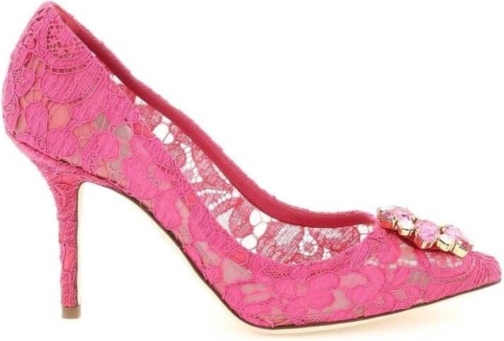Dolce & Gabbana Taormina Lace Crystals Heels Shoes Roze Dames
