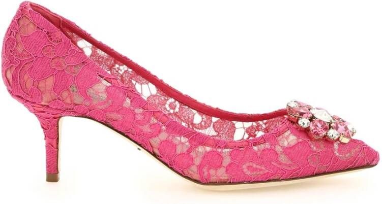 Dolce & Gabbana Taormina Lace Crystals Heels Shoes Roze Dames