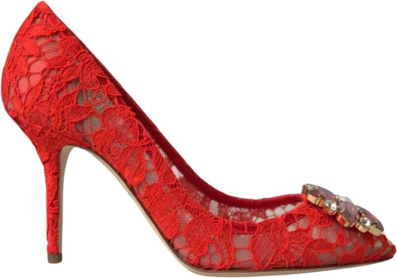 Dolce & Gabbana Rode Taormina Kant Kristal Hakken Pumps Rood Dames