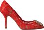 Dolce & Gabbana Rode Kristallen Kant Hakken Pumps Red Dames - Thumbnail 3