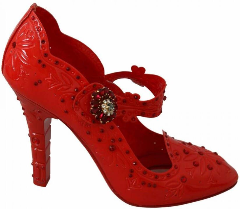 Dolce & Gabbana Rode Bloemen Kristallen Cinderella Hakken Schoenen - Foto 2