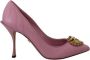 Dolce & Gabbana Pink Leather Heart Devotion Heels Pumps Shoes Roze Dames - Thumbnail 1