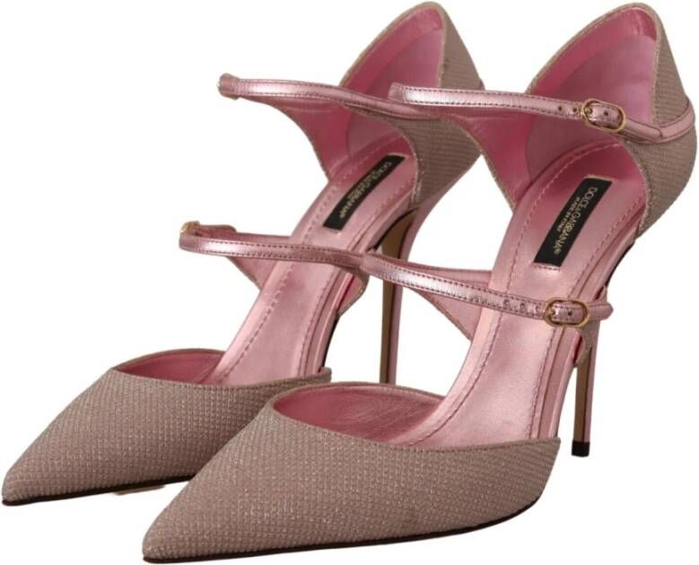 Dolce & Gabbana Roze glitter sandalen met bandjes Mary Jane schoenen - Foto 4