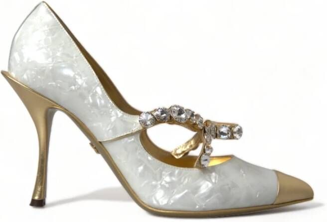 Dolce & Gabbana Kristalparel Hoge Hak Pumps White Dames