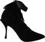 Dolce & Gabbana Zwarte Stretch Enkellaarzen Black Dames - Thumbnail 1