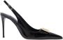 Dolce & Gabbana Glanzend Leren Slingback Pumps met Gouden Metalen DG Monogram Black Dames - Thumbnail 1