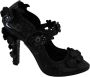 Dolce & Gabbana Zwarte Bloemenkristal Cinderella Hakken Black Dames - Thumbnail 1