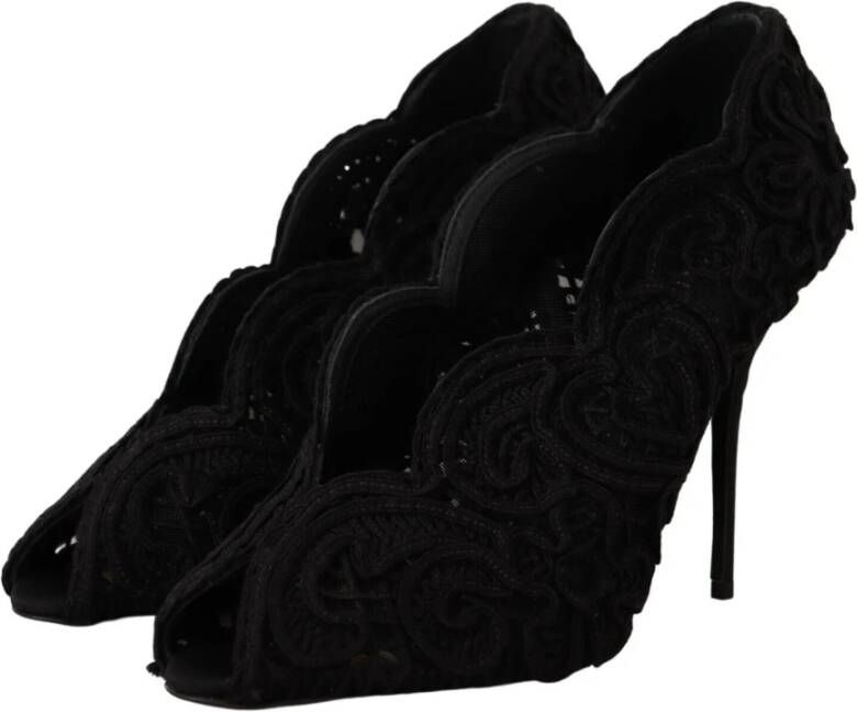 Dolce & Gabbana Zwarte Cordonetto Ricamo Pump Open Teen Schoenen - Foto 3