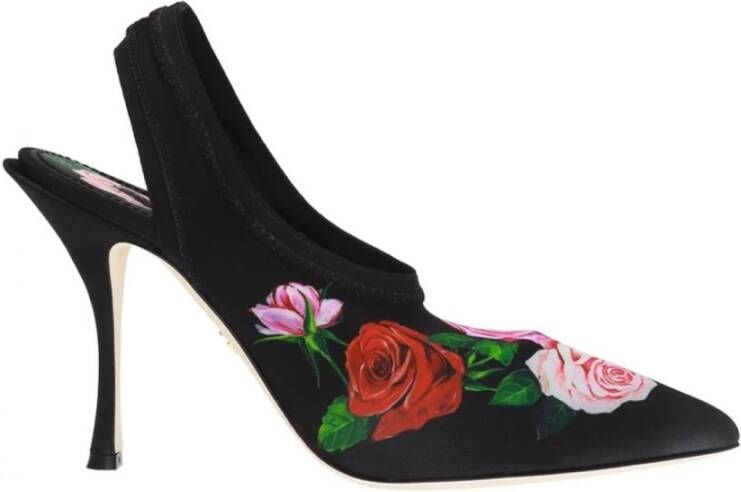 Dolce & Gabbana Zwarte slingback pumps met bedrukt ontwerp Black Dames