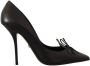 Dolce & Gabbana Zwarte Leren Puntige Stiletto Hakken Pumps Schoenen Black Dames - Thumbnail 2