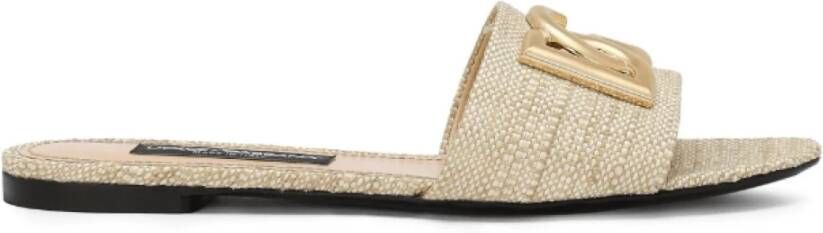 Dolce & Gabbana Raffia Logo Sandalen Beige Dames