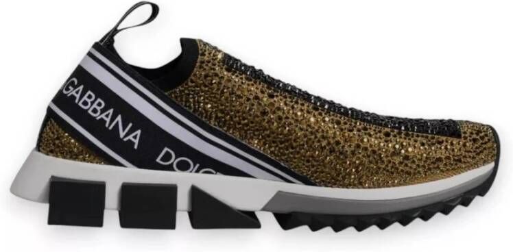 Dolce & Gabbana Rhinestone Slip-On Sneakers met Geribbelde Zool