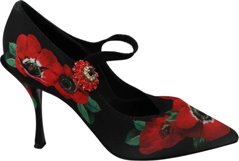 Dolce & Gabbana Rode Bloemen Kristal Mary Janes Pumps Multicolor Dames