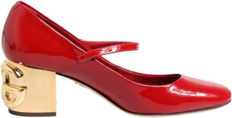 Dolce & Gabbana Rode en Gouden Leren Logo Hakken