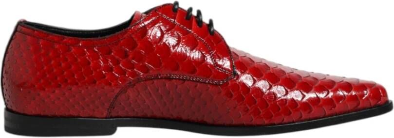 Dolce & Gabbana Rode exotische leren veterschoenen
